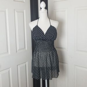 Bebe Sheer Polka Dot Babydoll Top - Sz S
